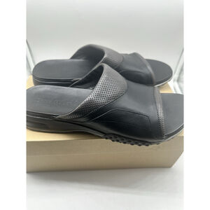 Cole Haan Air Estadio Sandals Black Grey Men’s 12 Leather Slides C10669